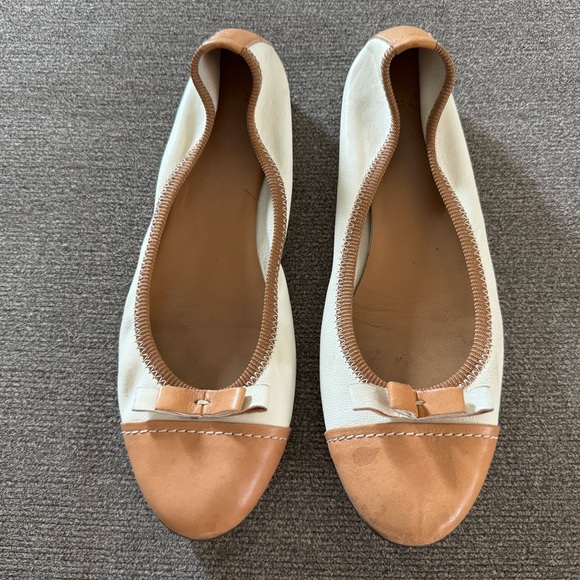 Frau Leather Ballerina Bow Flats Slip On Shoes EUR 39 US 8 Made in Italy Comfort - Picture 1 of 10